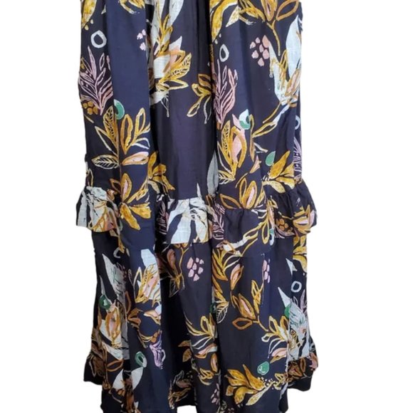 Free People Anita Floral Printed Maxi Dress Boho Lagenlook Wedding Party S - Picture 9 of 16